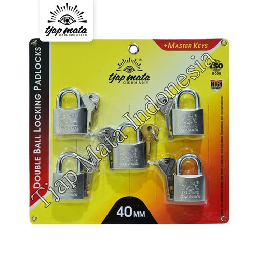 [EZM.0600223] TJAP MATA / CAP MATA Gembok 40 MM (5 Pcs), Leher Pendek, Master Key