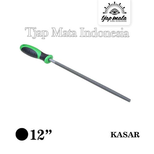 [EZM.0601296] TJAP MATA / CAP MATA Kikir Bulat (Kasar) 12", Gagang Karet