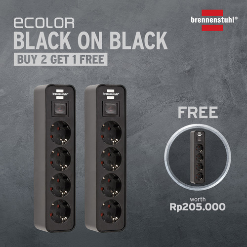 Stop Kontak Kabel Extension Brennenstuhl ECOLOR Hitam Bundle