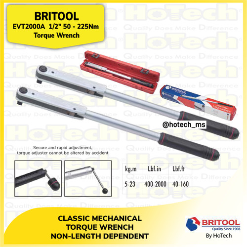 [EZM.5601820] Britool | EVT2000A | EVT 2000A Torque Wrench 1/2" | Kunci Moment 1/2"