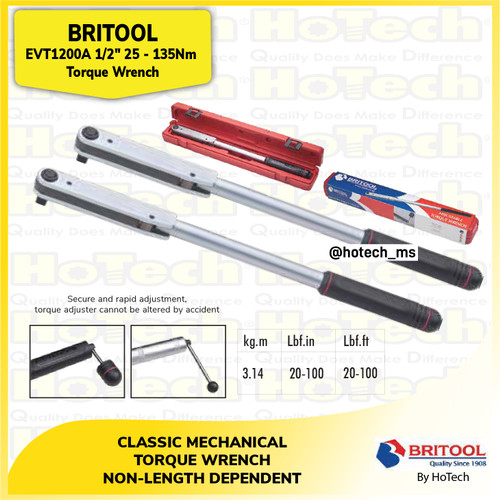 [EZM.5601821] Britool | EVT1200A | EVT 1200A Torque Wrench 1/2" | Kunci Moment 1/2"