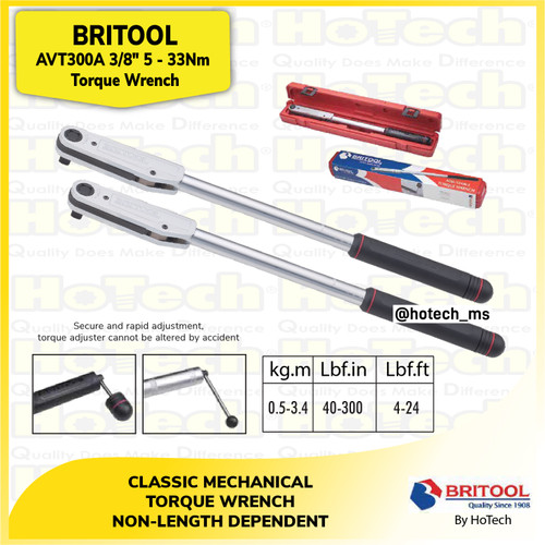 [EZM.5601822] Britools | AVT300A | AVT 300A | Torque Wrench | Kunci Moment 3/8"