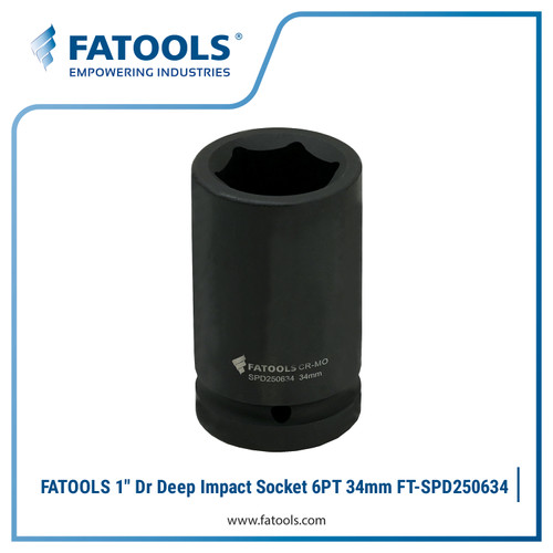 [EZM.0800069] FATOOLS SPD250634 1" Dr Deep Impact Socket 6PT 34mm Mata Sock Impek