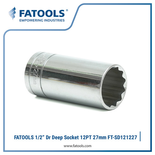 [EZM.0800096] FATOOLS 1/2" Dr Deep Socket 12PT 27mm Metric Kunci Sock Panjang Wall
