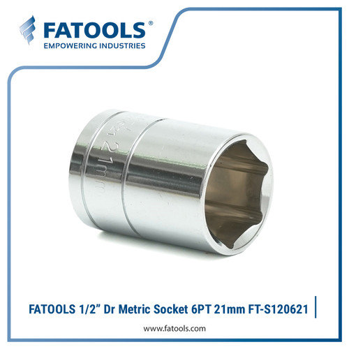 [EZM.0800110] FATOOLS S120621 1/2" Dr Socket 6PT 21mm Kunci Sok CrV Vanadium