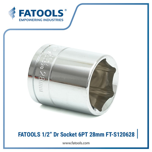 [EZM.0800105] FATOOLS S120628 1/2" Dr Socket 6PT 28mm Kunci Sok CrV Chrome Vanadium