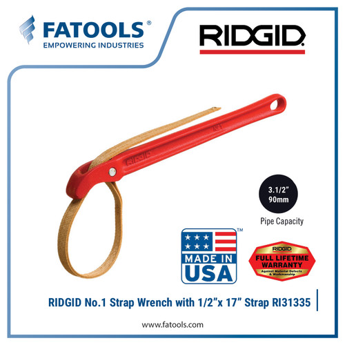 [EZM.0800118] RIDGID 31335 No. 1 Strap Wrench 1/2"x 17" Cap 3.1/2" Kunci Pipa Sabuk