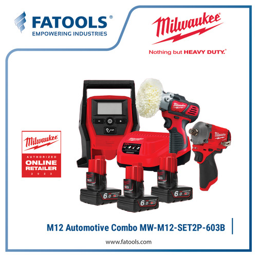 [EZM.0800124] MILWAUKEE M12SET2P 603B Automotive COMBO Impact Wrench Inflator M12-BI