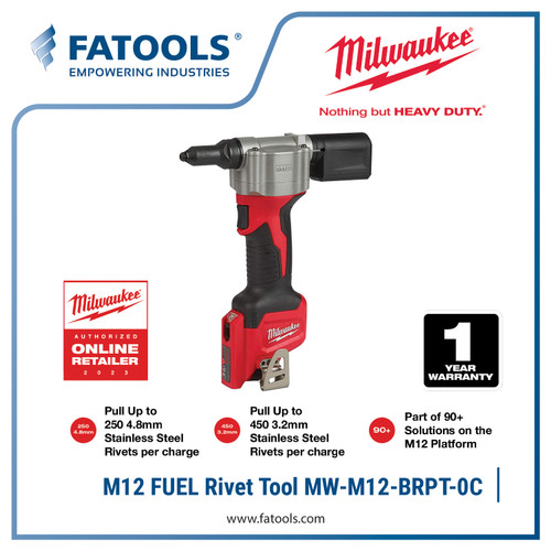 [EZM.0800134] Milwaukee M12 BPRT Rivet Tool Cordless Battery Mesin Paku Tembak