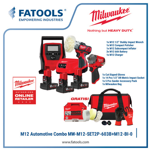 [EZM.0800125] MILWAUKEE M12 Automotive COMBO Impact Wrench Polisher Inflator Socket