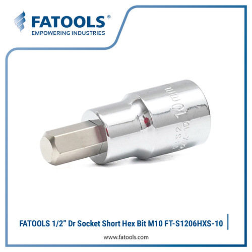 [EZM.0800201] FATOOLS 1/2" Dr Socket Short Hex Bit M10 x 55 S1206HXS-10 Kunci L Sock