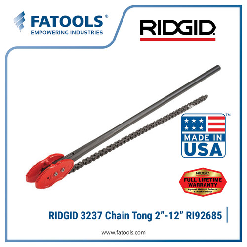 [EZM.0800291] Ridgid 92685 3237 Double End Chain Tongs 2" to 12"