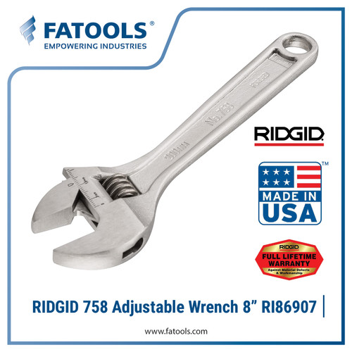 [EZM.0800305] RIDGID 86907 758 Adjustable Wrench 8" Kunci Inggris 200mm