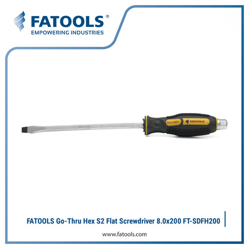 [EZM.0801474] FATOOLS SDFH200 - GO THRU SCREWDRIVER TIP FLAT SCREWDRIVER 1.2x8x200