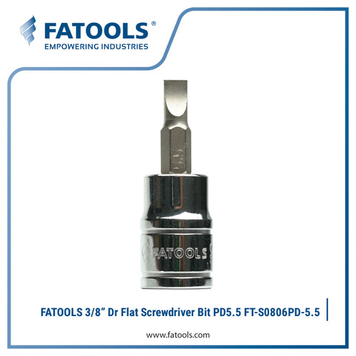 [EZM.0801822] FATOOLS S0806PD-5.5 3/8" Dr Socket Flat Screwdriver Bit 1.0X5.5mm