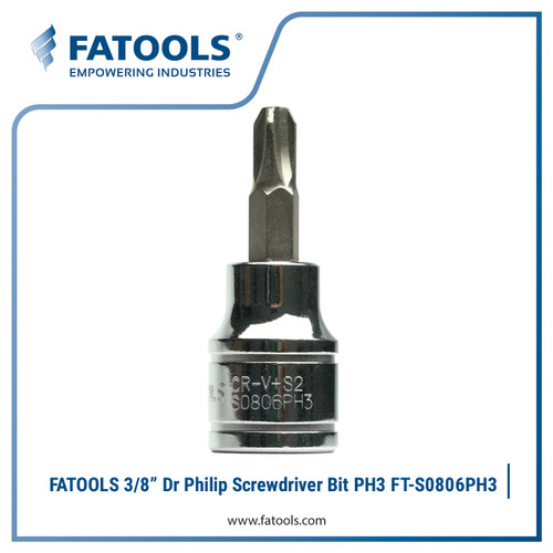 [EZM.0801845] FATOOLS S0806PH3 3/8" Dr Socket Screwdriver Bit PH3 Obeng Plus Phillip