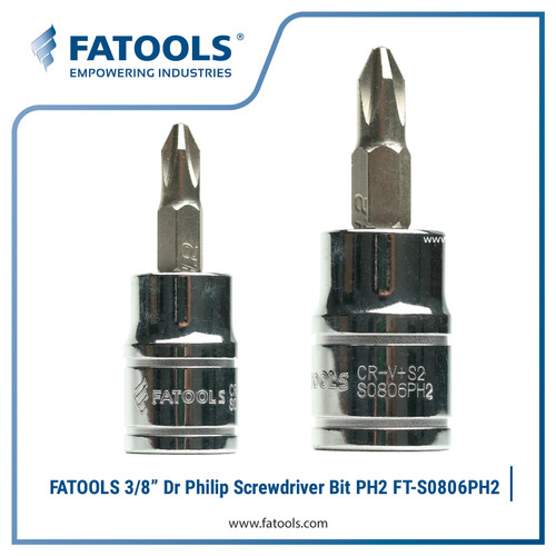 [EZM.0801846] FATOOLS S0806PH2 3/8" Dr Socket Screwdriver Bit PH2 Obeng Plus Phillip