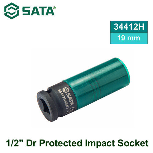 [34412] Kunci Mata Sok 34412H 1/2'' Dr Protected Impact Socket 19 mm Sata Tool