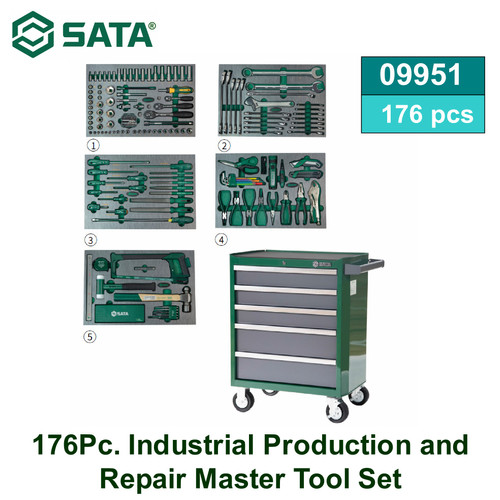 [09951] Trolley 09951 176Pc. Industrial Production Repair Master Tool Set Sata