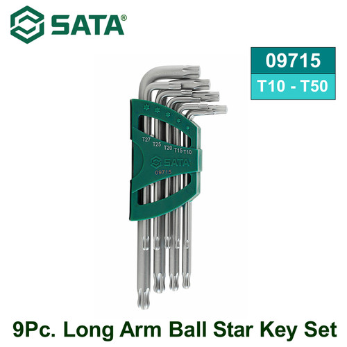 [09715] Kunci L Bintang T10-T50 09715 9Pc. Long Arm Ball Star Key Set Sata