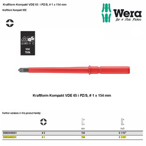 [05003445001] Mata Obeng Listrik PZ/S 1 x 154 mm 05003445001 KK VDE 65 i PZ/S Wera