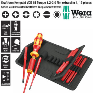 [5059291001] Obeng Torsi VDE Set Wera 05059291001 Torque 1.2-3.0 Nm Extra Slim 15pc