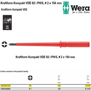 [05003441001] Mata Obeng VDE PH/S 2 x 154 mm Wera 05003441001 KK VDE 62 i PH/S