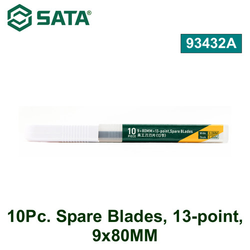 [93432] Refill Cutter 93432A 10Pc. Spare Blades, 13-point, 9x80MM Sata Tools