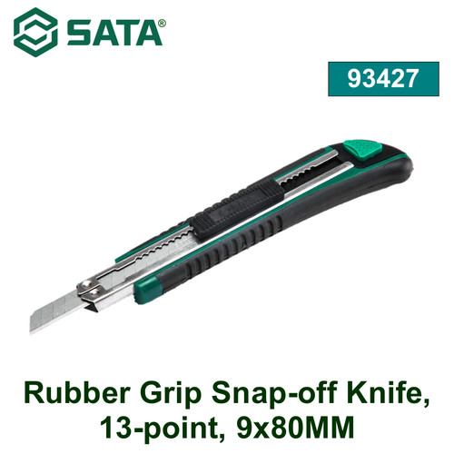 [93427] Pisau Snap-off 93427 Pegangan Karet, 13 titik, 9x80MM Sata Tools