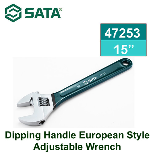[47253] Kunci Inggris Handle Karet 47253 15" EU Style Adj. Wrench Sata Tools