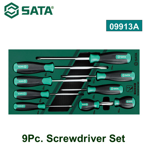 [09913] Obeng Plus Minus Set 9 Pcs 09913A - 9Pc. Screwdriver Set Sata Tools