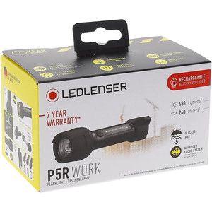 [105000000] Ledlenser P5R Work - Rechargeable LED Torch Super Bright 480 Lumens