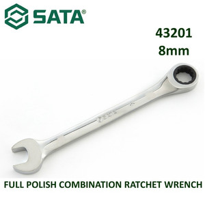 [43201] Kunci Ring Pas 8 mm 43201 Full Polish Comb. Ratchet Wrench Sata Tools