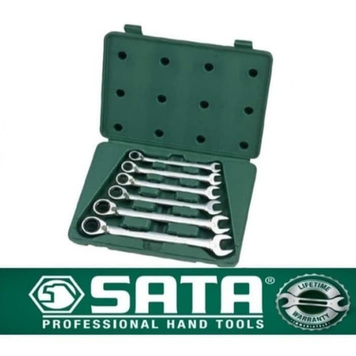 [09080] Kunci Ring Pas Bolak Balik 6 Pcs XL reversible Ratchet Set 09080 SATA