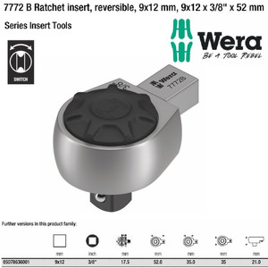 [05078637001] Ratchet Insert 1/2" x 58 mm Wera 05078637001 Reversible 9 x 12 mm