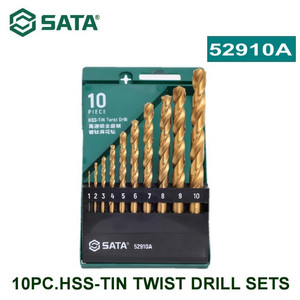 [52910] Mata Bor Set 10Pc.Hss-Tin Twist Drill Sets Sata Tools 52910A