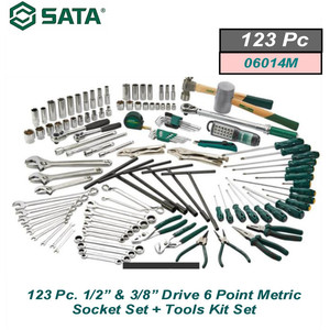 [06014] Kunci Shock 123 Pcs 1/2” & 3/8” 6 PT Metric Socket 06014M Sata Tools