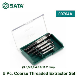 [9704] Mata Bor Ekstrator 09704A 5Pc Coarse Threaded Extractor Set Sata Tools
