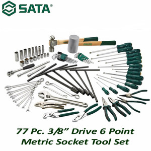 [06011] Kunci Sok 77 Pcs Metrik 3/8" 6 PT Socket Tool Set 06011M Sata Tools