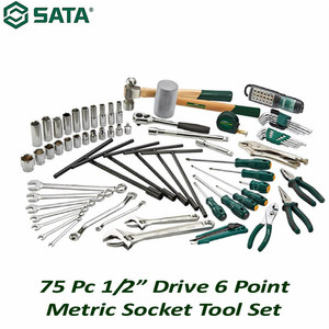 [06010] Kunci Sok 75 Pcs Metrik 06010M 1/2" 6 PT Socket Set Sata Tools
