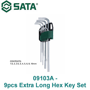 [9103] Kunci L Set 9 Pcs Extra Long Hex Key 09103A (Metric) Sata Tools