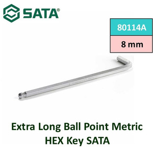 [80114] Kunci L 8 mm 80114A Metrik Extra Long Ball Point Hex Key Sata Tools