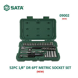 [9002] Kunci Shock Mata Sok 52 Pcs Metrik 09002 1/4" Dr 6PT Socket Sata Tools