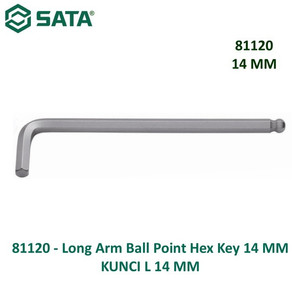 [81120] Kunci L 14 mm 81120 - Long Arm Ball Point Hex Key 14 mm Sata Tools