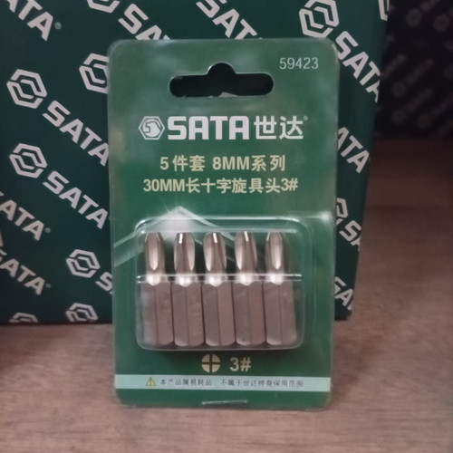 [59423] Mata Obeng Plus 5 Pc PH 3 x 30 mm 59423 5/16" (8mm) Hex Bit Sata Tools