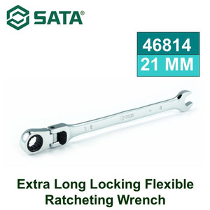 [46814] Kunci Ring Pas 21 mm 46814 Extra Long Locking Flex Ratchet Wrench Sata