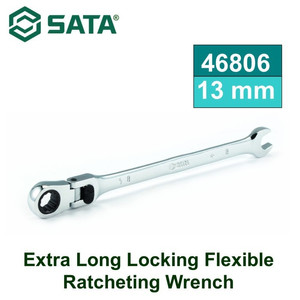 [46806] Kunci Ring Pas 13 mm 46806 Extra Long Locking Flex Ratchet Wrench Sata