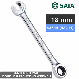 [43614] Kunci Ring Pas Double Ratchet 18 mm 43614 Wrench Sata Tools