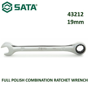 [43212] Kunci Ring Pas 19 mm 43212 Full Polish Comb Ratchet Wrench Sata Tools