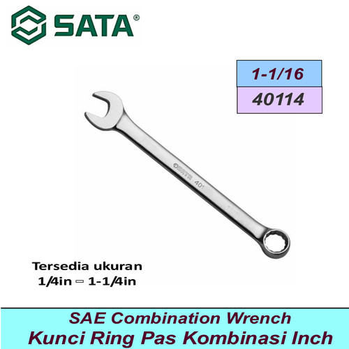 [40114] Kunci Ring Pas Kombinasi Inci 40114 Comb Wrench 1-1/16" Sata Tools